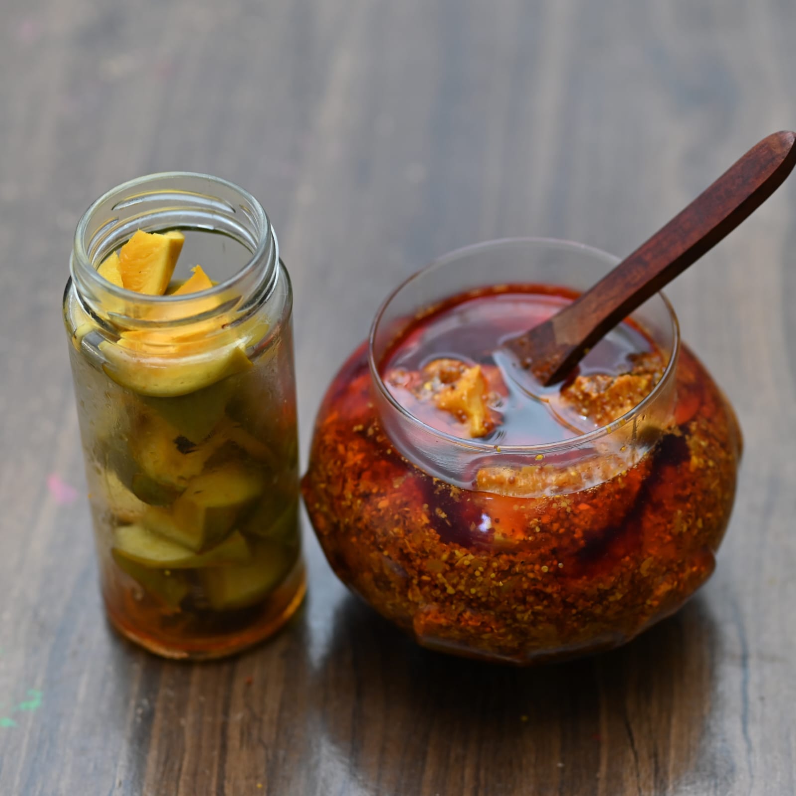 Homemade mango pickle lifestyle shot